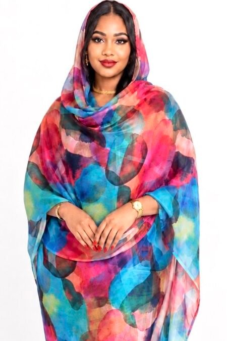 Multi Coloured Pattern Sparkle Half Width Laser Silk