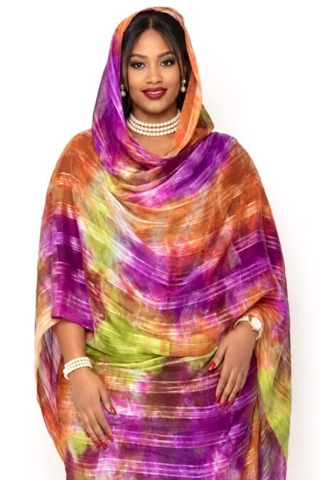Purple Pattern Sparkle Half Width Pure Silk