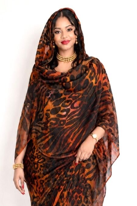 Burnet Orange Pattern Sparkle Half Width Silk