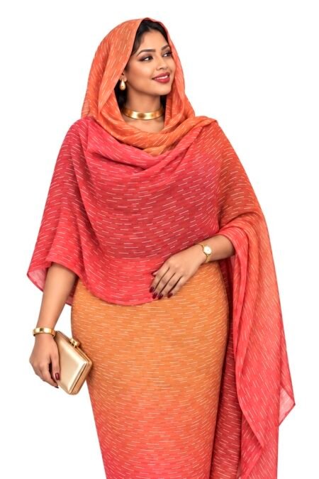 Melon half-dash pattern half width georgette