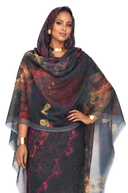 Black Charcoal Pattern Full Width Voile