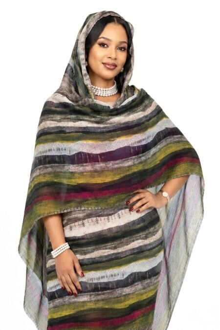 Olive Berry Stripe Half Width Voile