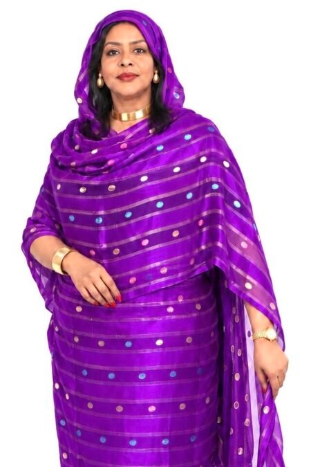Royal Purple Pattern Sparkle Half Width Pure Silk