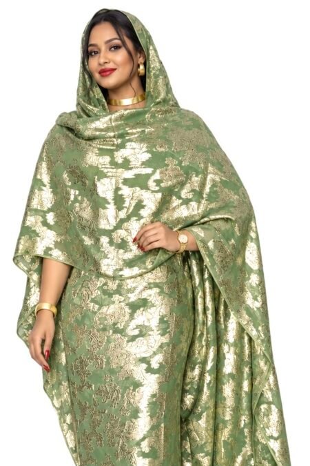 Pistachio Floral Sparkle Half Width Lurex Chiffon.