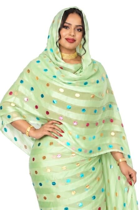 Mint Pattern Sparkle Half Width Pure Silk