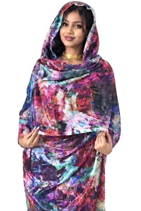Mix Coloured Pattern Sparkle Half Width Silk