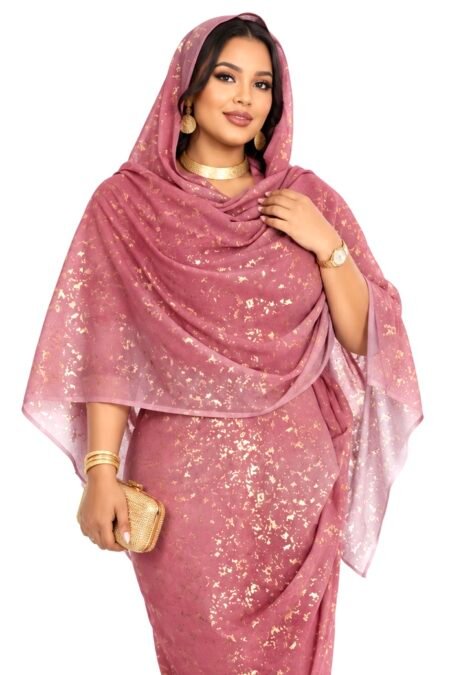 Dusty Rose Ombre Pattern Half Width Folie Voile