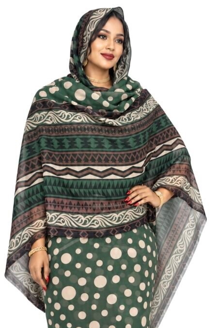 Kaki Pattern Half Width Voile. Width1.15 Cm.