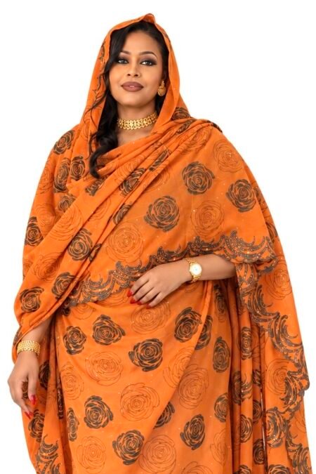 Brick Floral Embroidered Full Width Voile