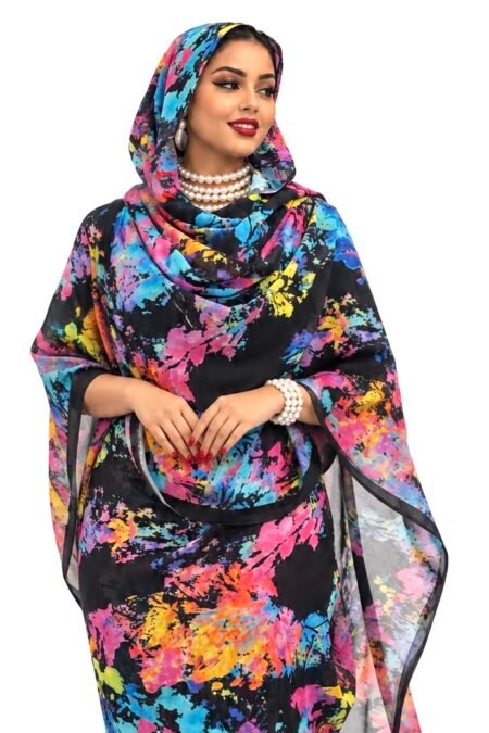 Black Floral Full Width Swiss Voile