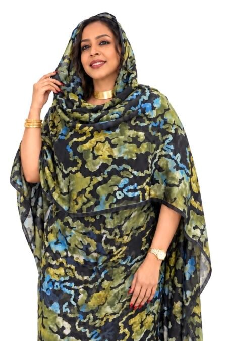 Black Pattern Jacquard Half Width Silk
