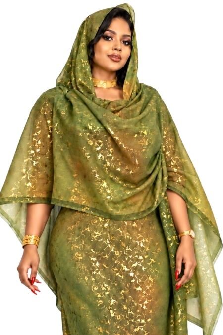 Olive Green Ombre Pattern Half Width Folie Voile