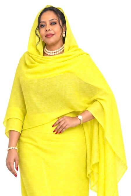 Lime Pattern Sparkle Half Width Georgette